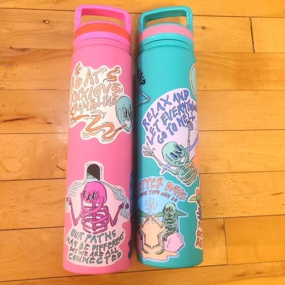 Set of 2 Emma Atterbury Sticker Water Bottles - Picture 1 of 4